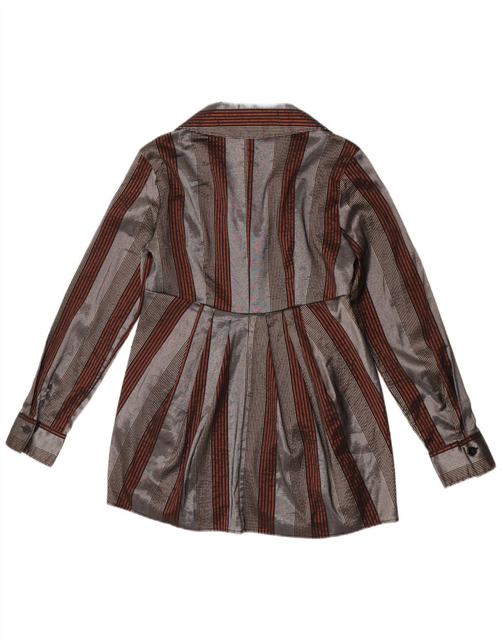 Naracamicie Dame Longline skjortebluse UK 12 Mellem grå stribet