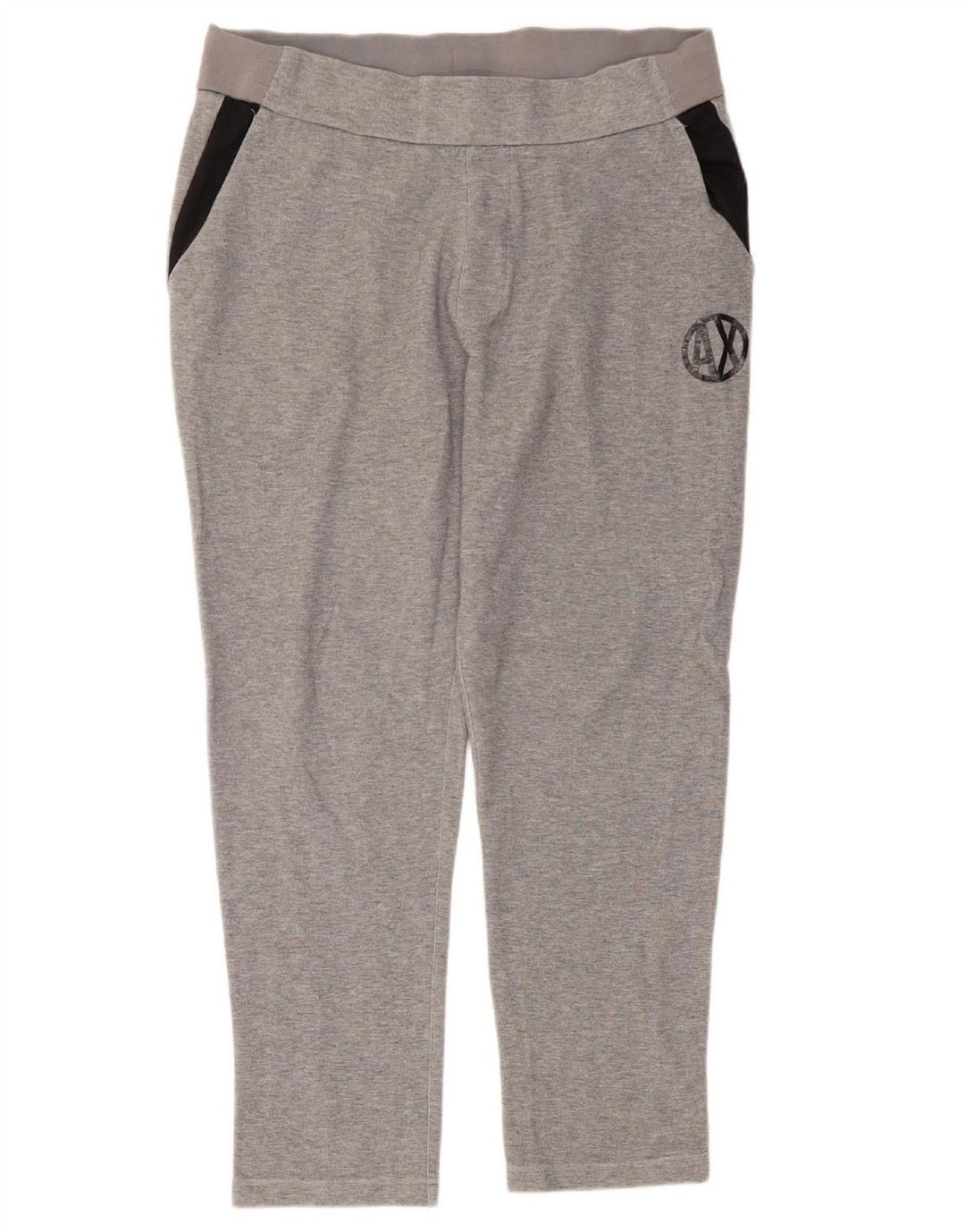 ARMANI EXCHANGE Mens Graphic Tracksuit Trousers Large  Grey Colourblock Vintage Armani Exchange and Second-Hand Armani Exchange from Messina Hembry 