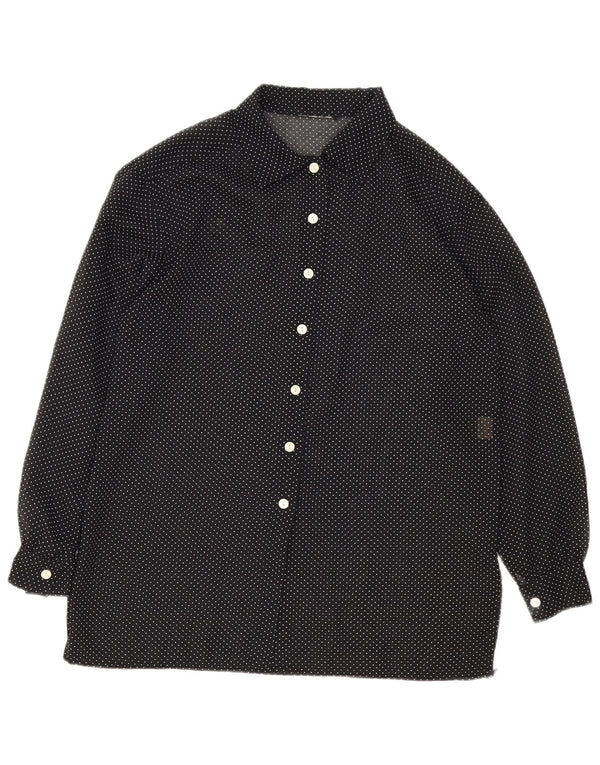 Vintage dameskjorte UK 16 Large Black Spotted