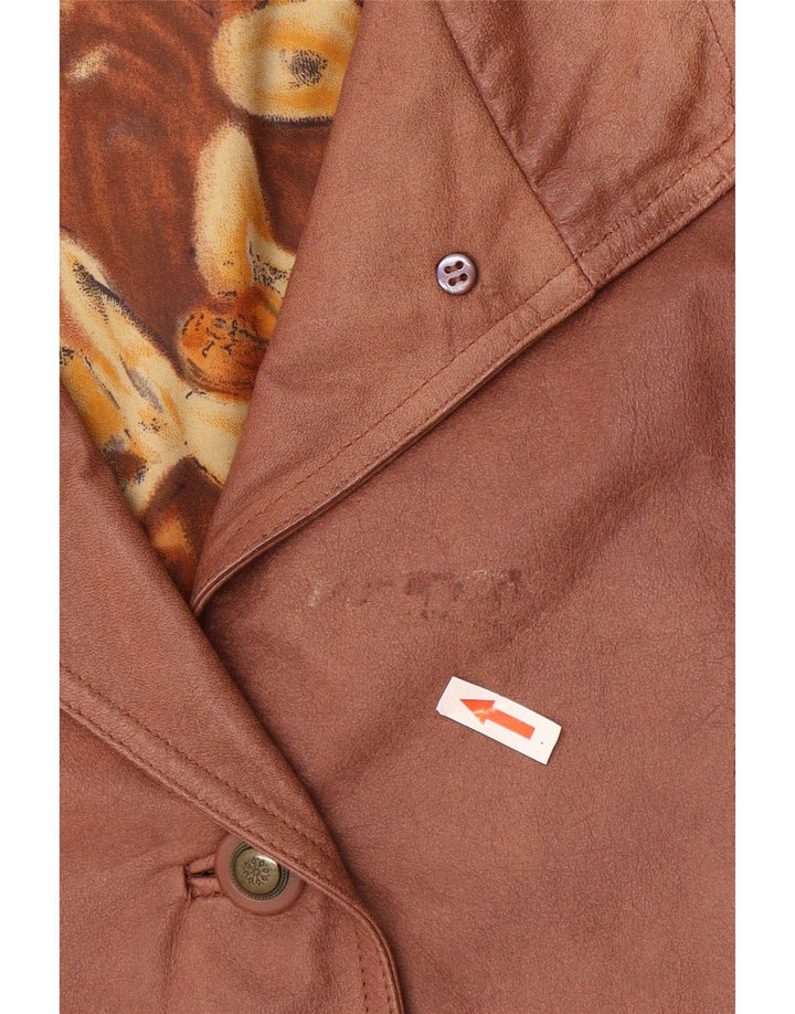 Vintage oversized læderfrakke til kvinder EU 38 medium brunt læder