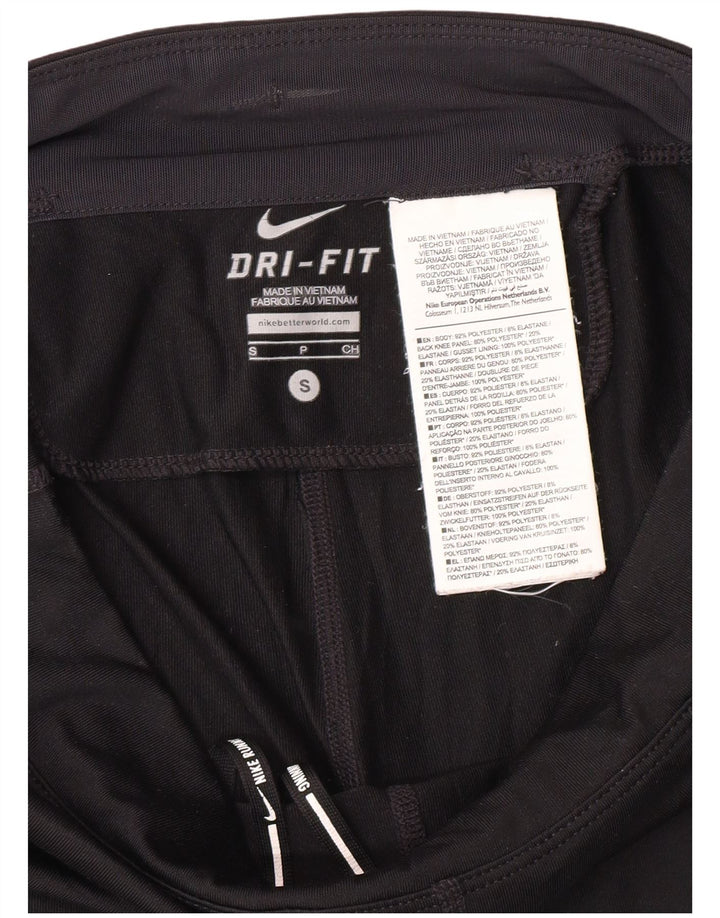 Nike Dame Dri Fit Capri Leggings UK 10 Small Black Polyester Sports
