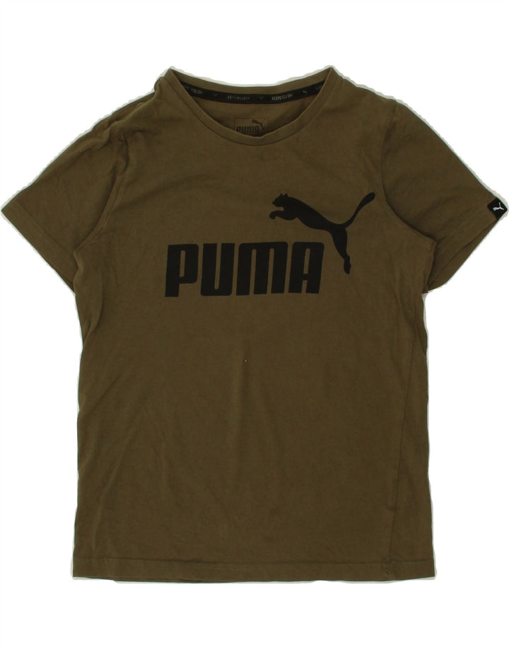 PUMA Boys Graphic Top Long Sleeve 9-10 Years Khaki Vintage Puma and Second-Hand Puma from Messina Hembry 