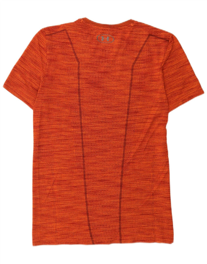 Under Armour Herre Heat Gear T-Shirt Top Lille orange stribet polyester