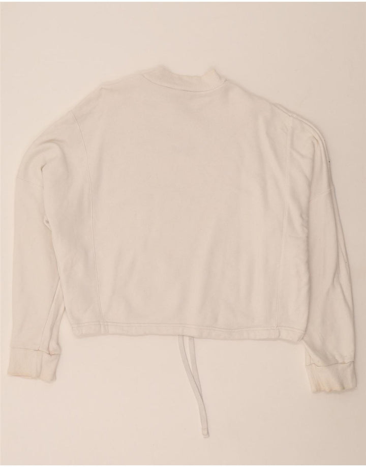 REEBOK Womens Oversized Crop Sweatshirt Jumper UK 16/18 Large Off White Vintage Reebok and Second-Hand Reebok from Messina Hembry 