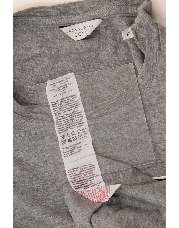 Jack & Jones Herre T-Shirt Top XL Grå Flecked Bomuld
