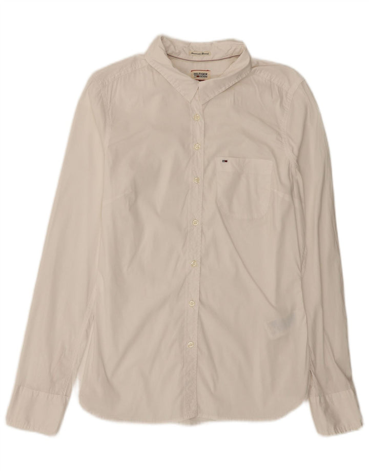 Tommy Hilfiger Dameskjorte UK 12 Medium Hvid Bomuld
