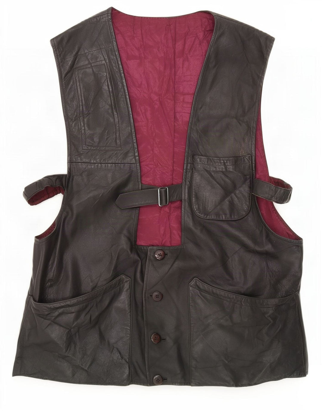 Vintage herre lædervest medium sort
