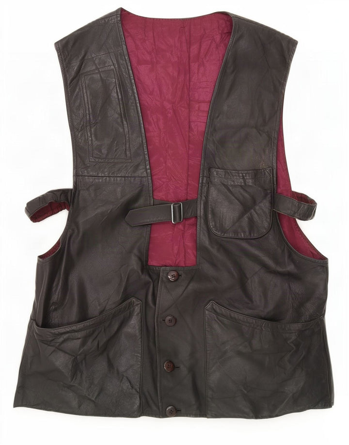Vintage herre lædervest medium sort