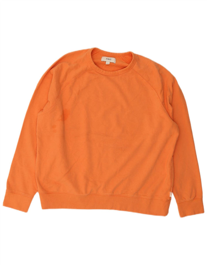 Marks & Spencer Herre Sweatshirt Jumper Stor Orange Bomuld
