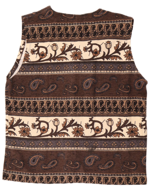 Dolce Vita Dame Gilet UK 16 Stor Brun Paisley Bomuld