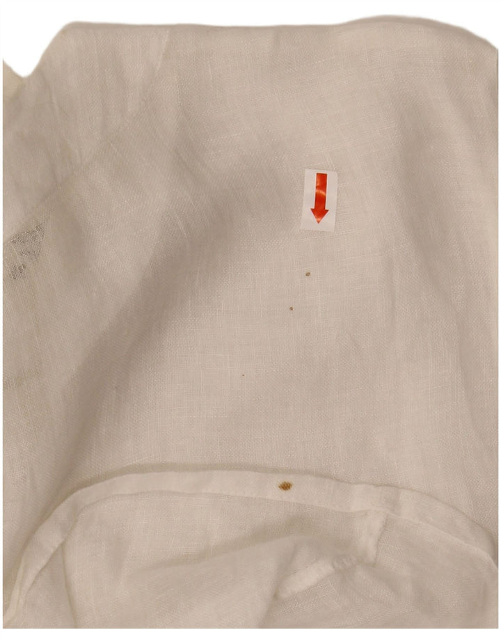 VINTAGE Kortærmet skjortebluse til kvinder IT 48 XL Hvid