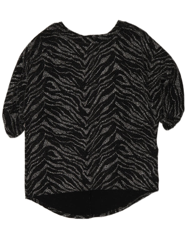 Quiz Dame Loose Fit Bluse Top UK 12 Medium Black Animal Print Nylon