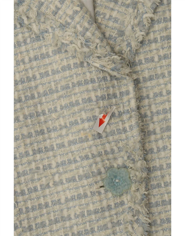 Zara Dame 1-knap blazerjakke EU 36 XS Blå Flecked Acryl
