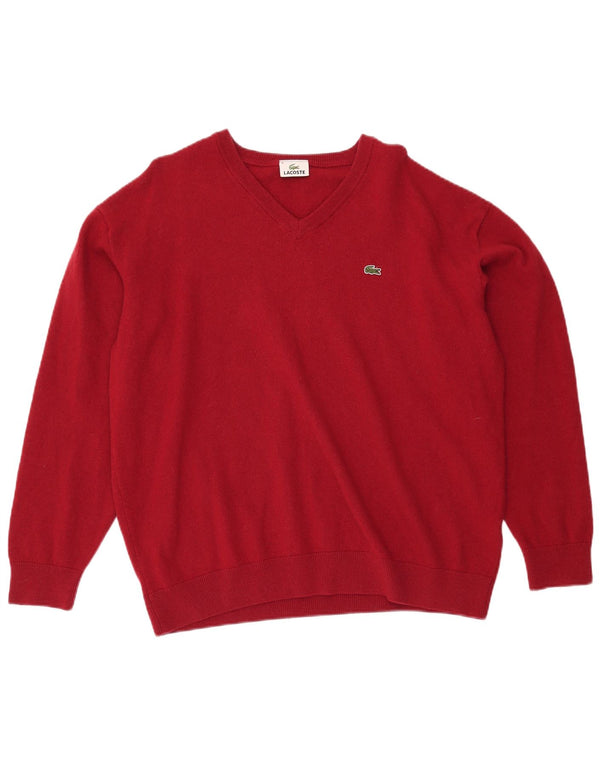 LACOSTE Herre V-hals sweater Str. 8 3XL Rød Uld