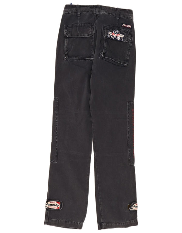 Vintage Herre Grafisk Moto Racer Casual Bukser IT 46 Small W30 L34 Grå