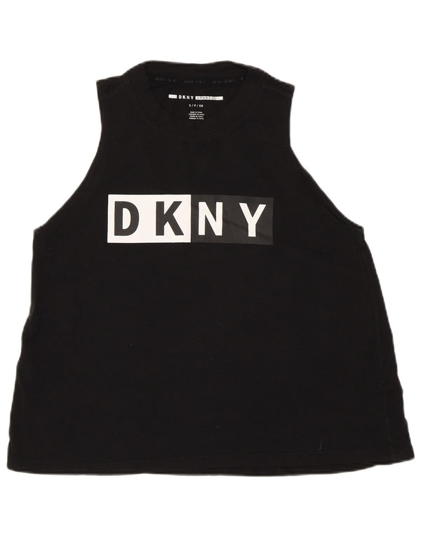 DKNY Kvinder Grafisk Vest Top UK 10 Small Black Bomuld