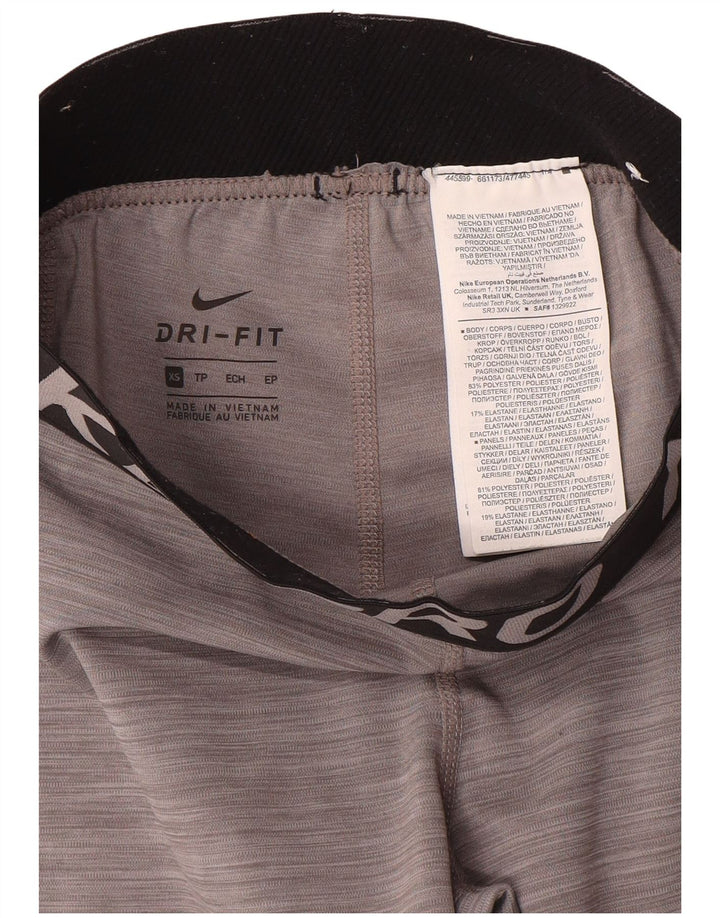 Nike Dame Dri Fit Grafiske Leggings UK 4 XS Grå Colourblock Polyester