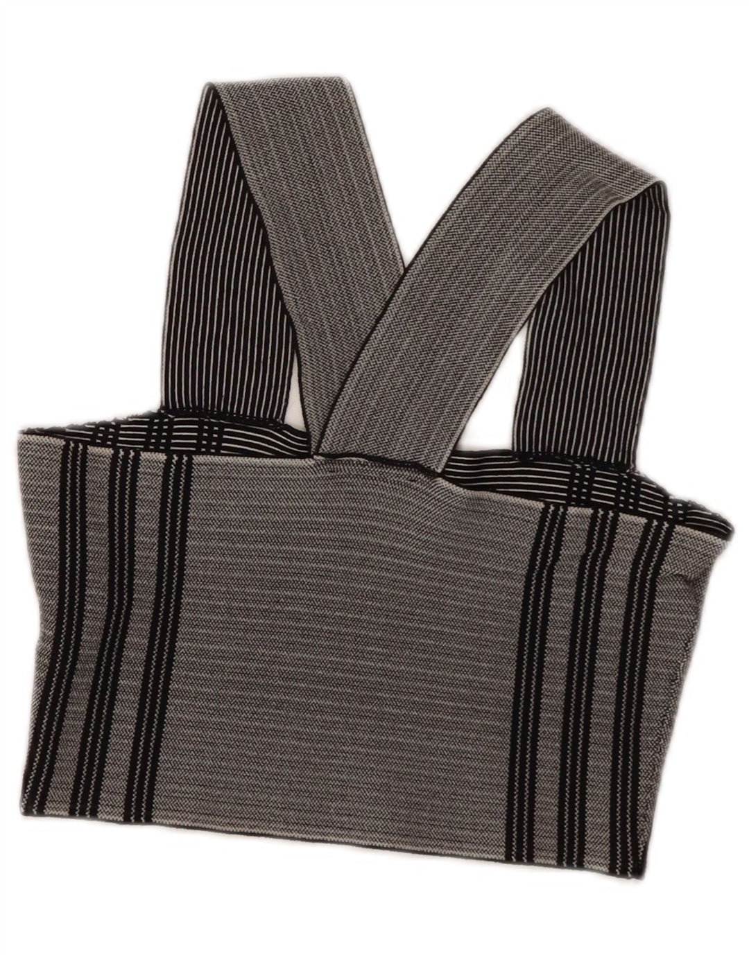 Topshop Dame Crop Halter Top UK 8 Small Grå Stribet Viscose