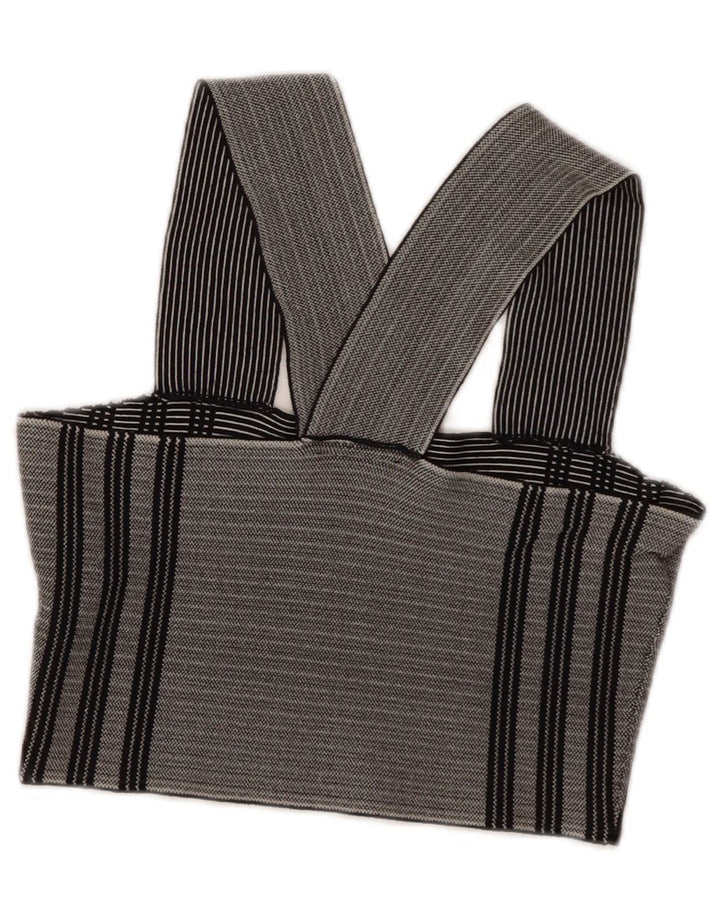 Topshop Dame Crop Halter Top UK 8 Small Grå Stribet Viscose