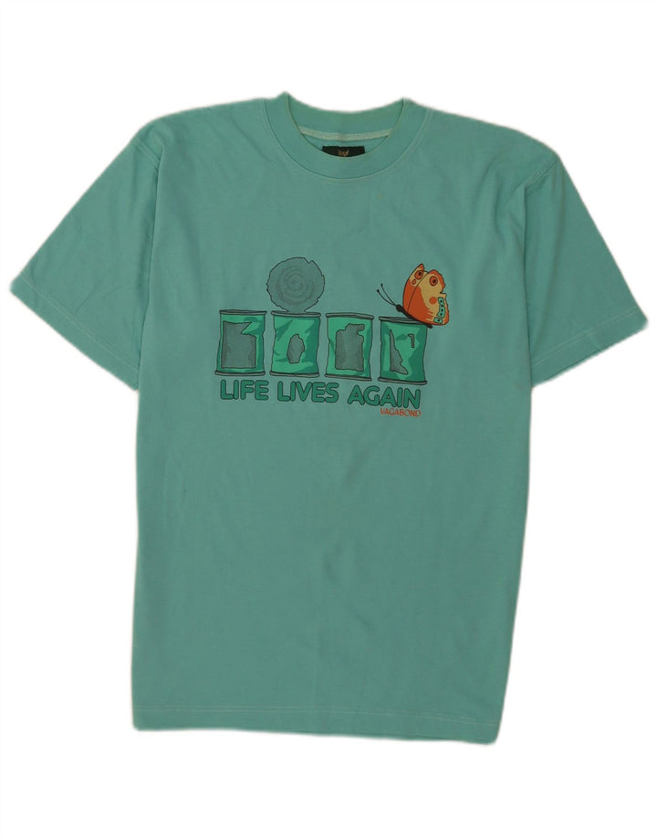 Vagabond Herre grafisk T-shirt Top Lille turkis bomuld