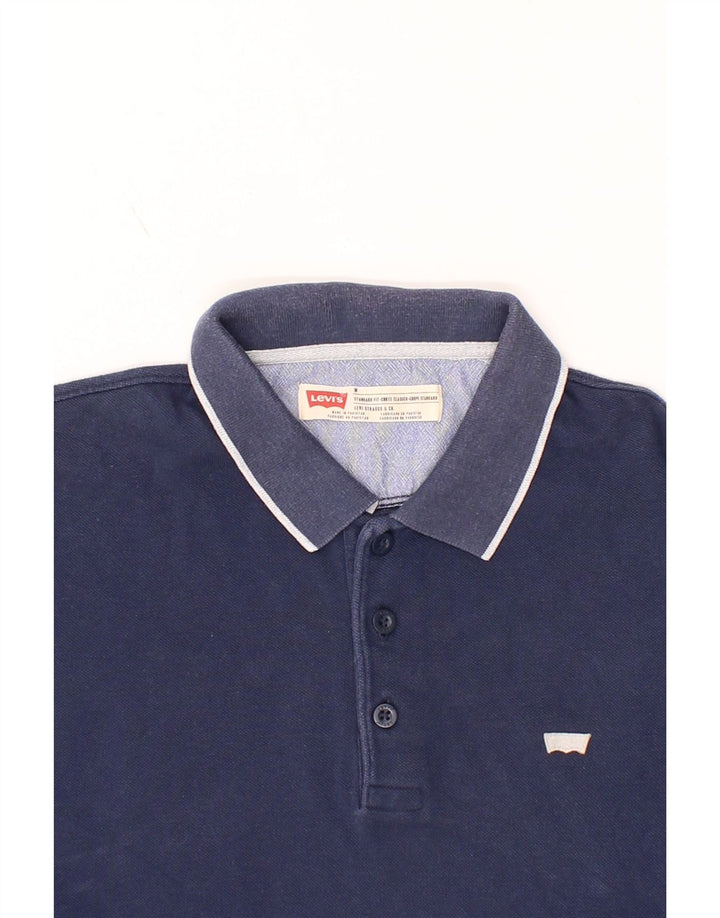 LEVI'S Mens Standard Fit Polo Shirt Medium Navy Blue Cotton Vintage Levi's and Second-Hand Levi's from Messina Hembry 