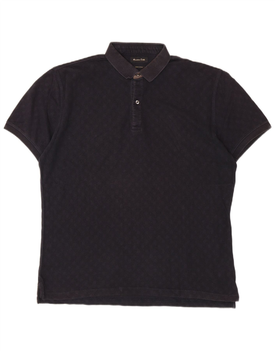 MASSIMO DUTTI Mens Polo Shirt Large Navy Blue Flecked