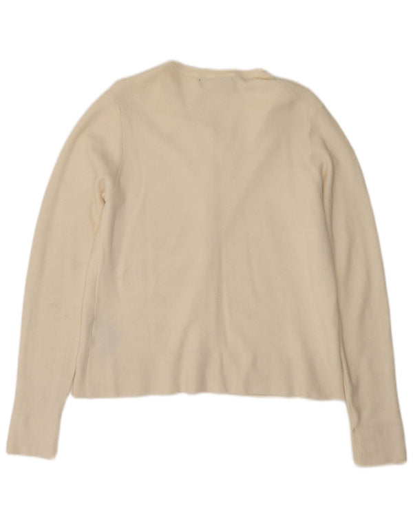 Zara Dame Cardigan Sweater UK 12 Medium White Viscose