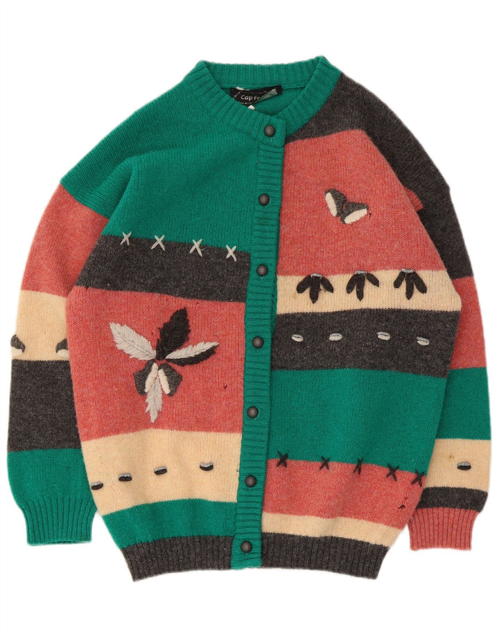 Vintage dame cardigan sweater UK 10 Small Multicolor Colourblock