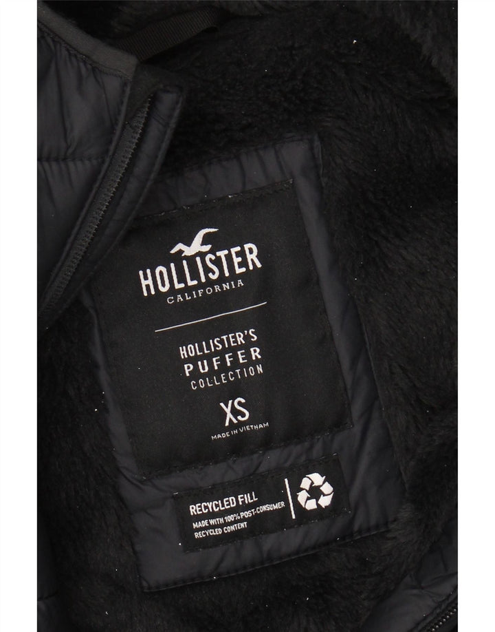HOLLISTER Herre hættepolstret jakke UK 34 XS sort nylon