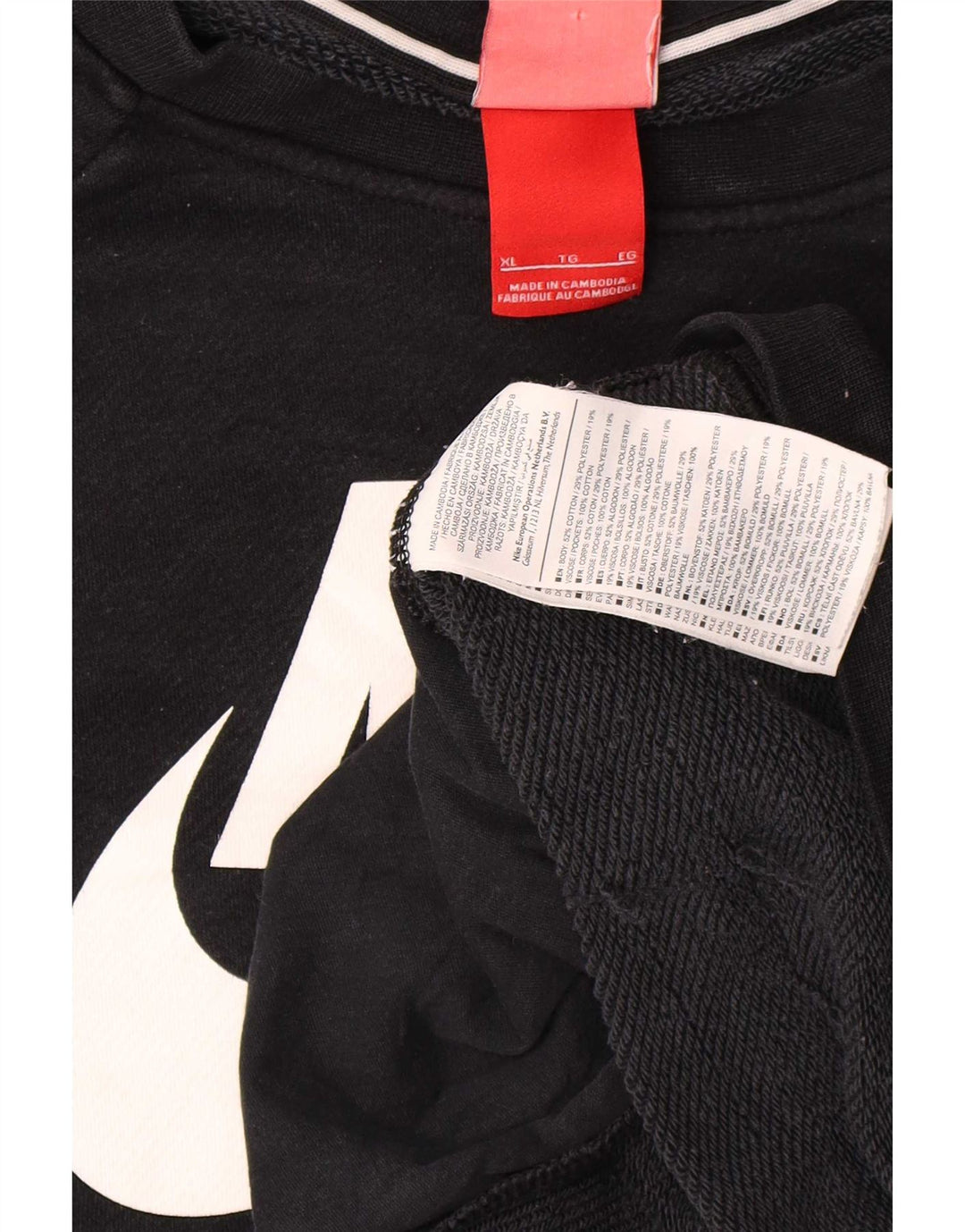 Nike Dame Grafisk Oversized Sweatshirt Jumper UK 18 XL Sort Bomuld