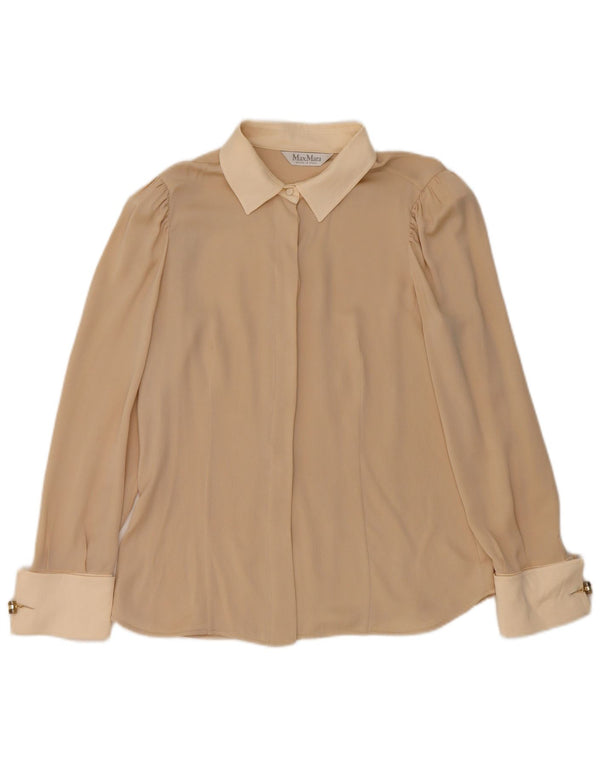 Max Mara skjortebluse til kvinder UK 10 Small Beige Colourblock