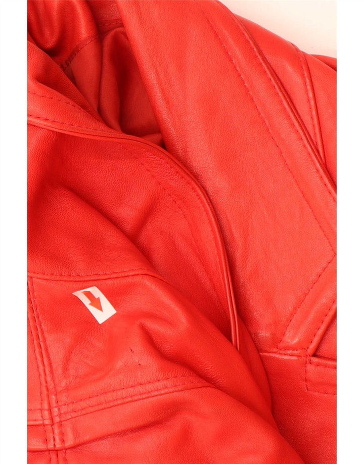 Vintage dameoversize læderfrakke UK 18 XL Rød