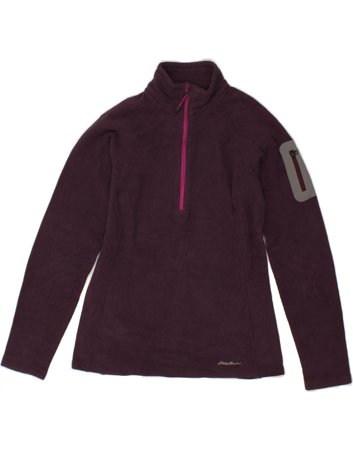 EDDIE BAUER Womens Zip Neck Fleece Jumper UK 10 Small Purple Polyester Vintage Eddie Bauer and Second-Hand Eddie Bauer from Messina Hembry 