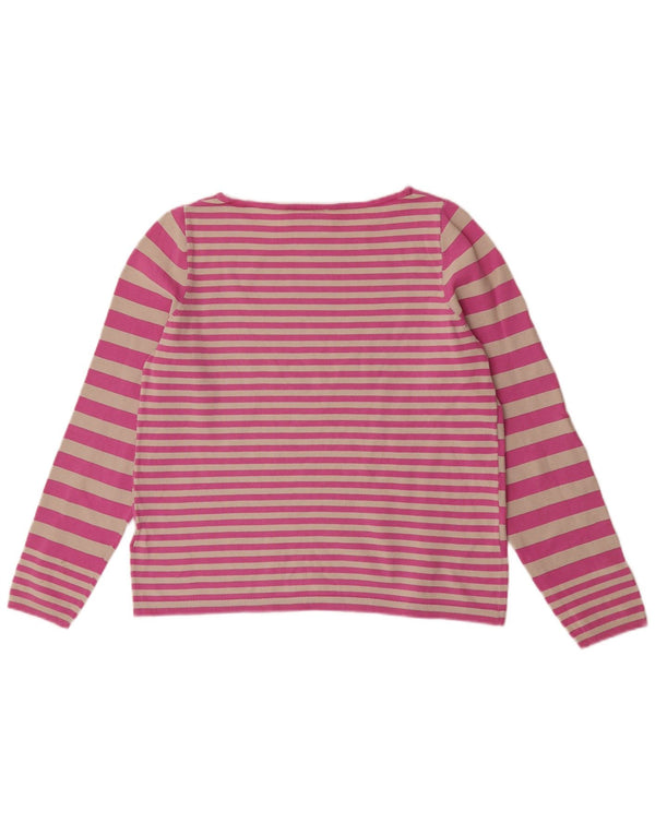 Tommy Hilfiger Dame Boat Neck Jumper Sweater UK 14 Stor Pink Stribet