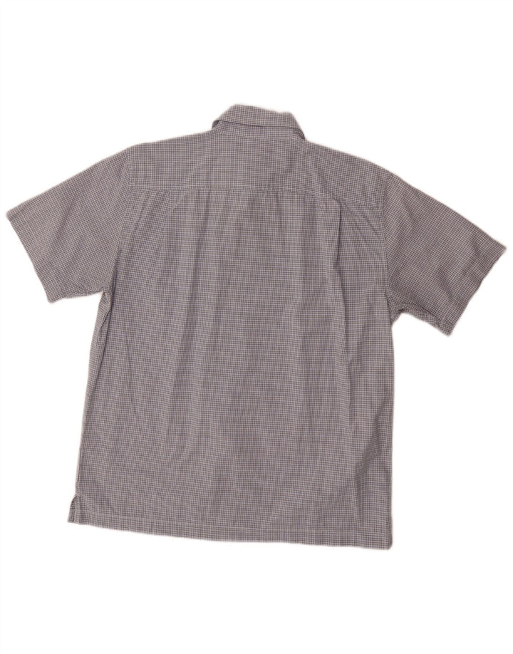 DOCKERS Kortærmet skjorte til mænd mellemblå ternet bomuld