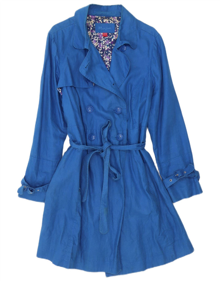 Monsoon Womens Trench Coat UK 20 2XL Blå Linned