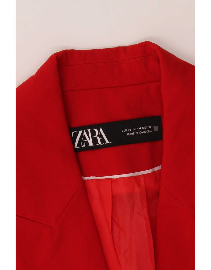 Zara Dame 1-knaps blazerjakke EU 36 XS Rød Polyester