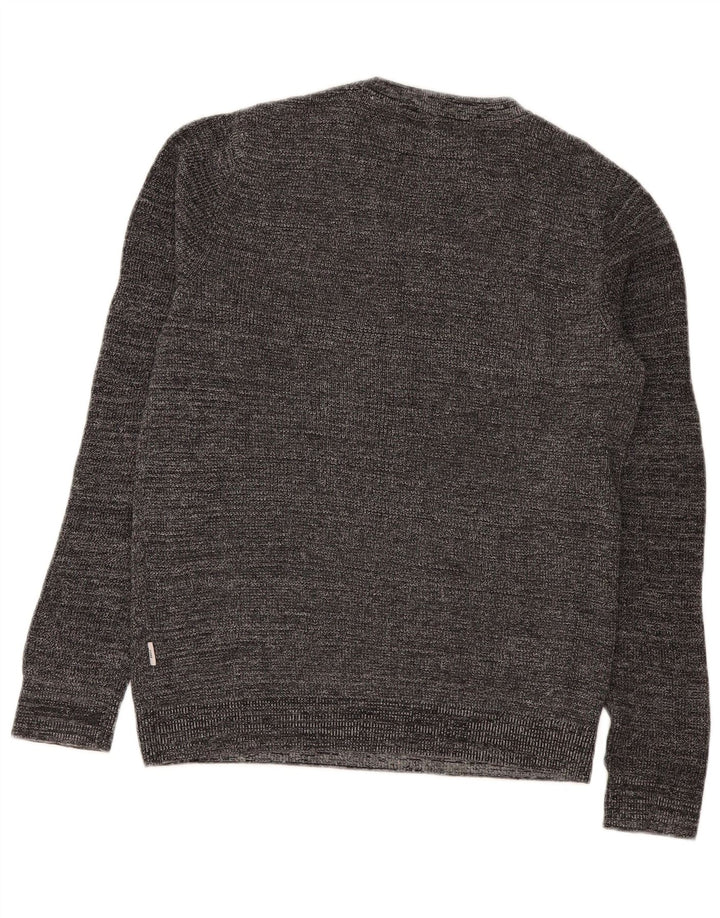 Jack & Jones Herre Regular Fit Zip Neck Jumper Sweater Small Grey Flecked