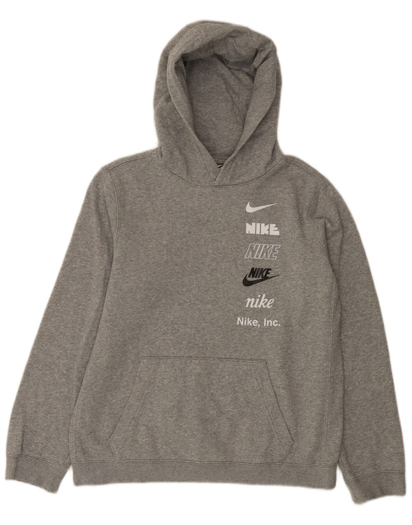 Nike drenge grafisk hættetrøje 13-14 år XL Grå bomuld