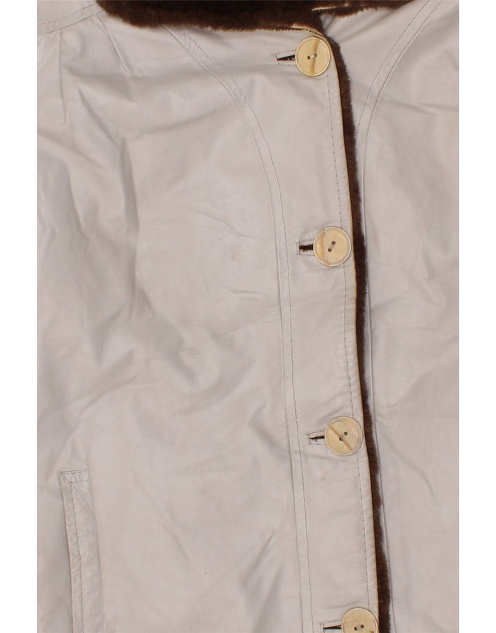 VINTAGE Womens Sherpa Jacket UK 2 2XS Grey Vintage Vintage and Second-Hand Vintage from Messina Hembry 