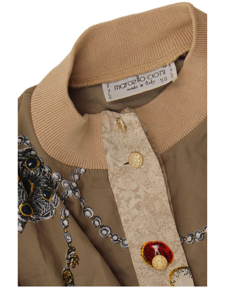 Marcello Cioni Grafisk bomberjakke til kvinder IT 50 XL Beige Colourblock