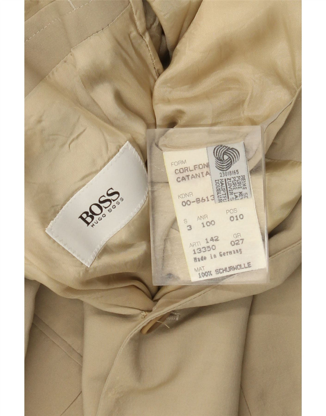HUGO BOSS Herre 2-knaps blazerjakke UK 38 Medium Beige Ny uld