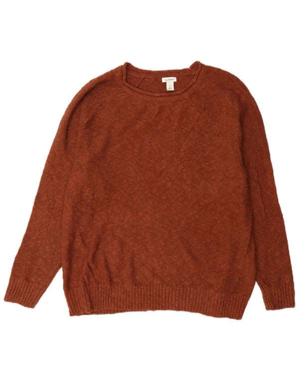 L.L.Bean Dame Boat Neck Jumper Sweater UK 16 Stor Brun Bomuld