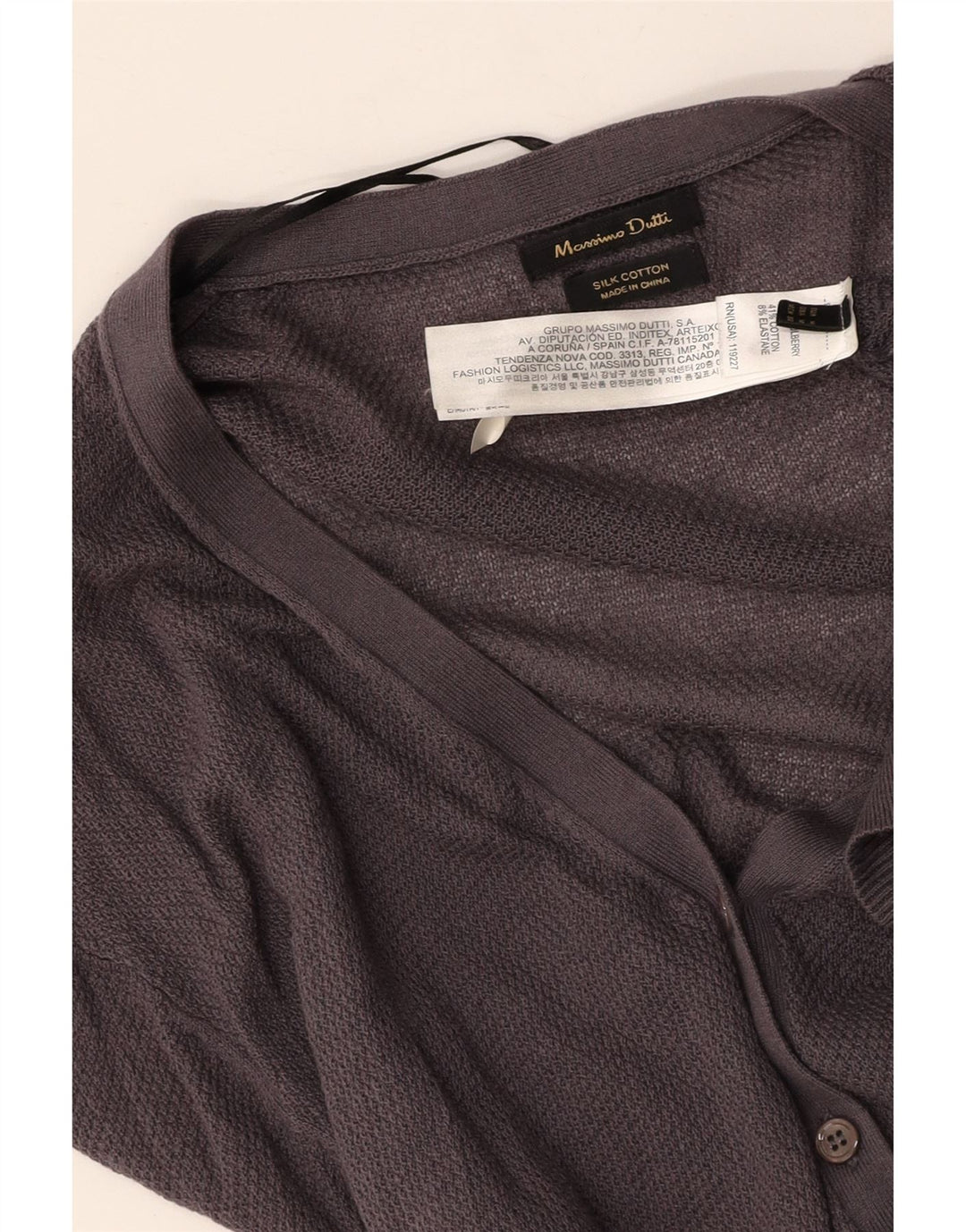 MASSIMO DUTTI Dame Cardigan Sweater UK 14 Medium Grey Bomuld