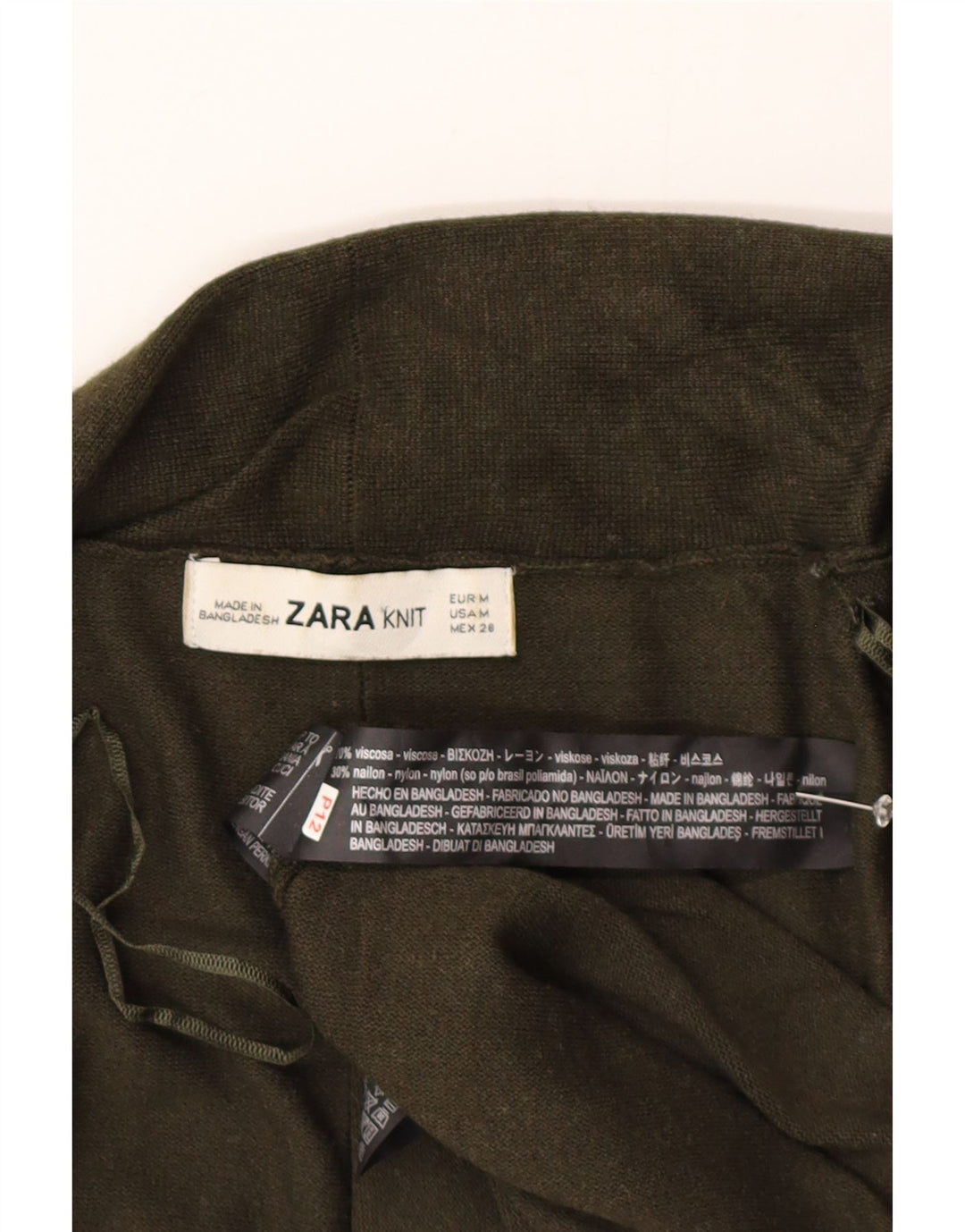 Zara Womens Open Cardigan Sweater UK 12 Medium Green Viscose