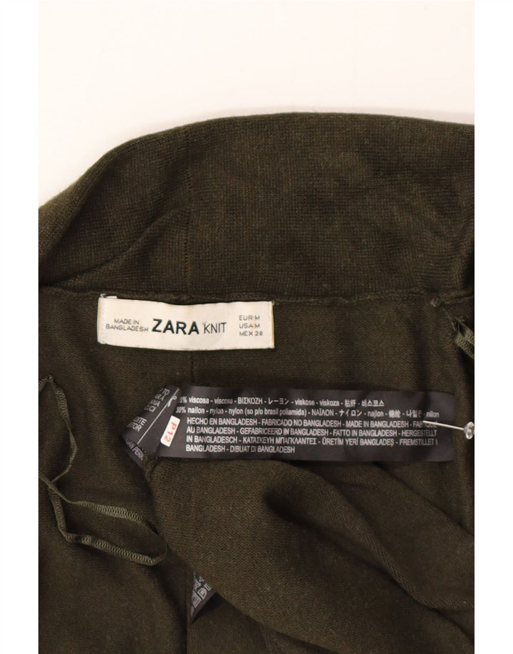 Zara Womens Open Cardigan Sweater UK 12 Medium Green Viscose