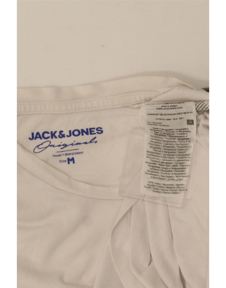 JACK & JONES Herre T-Shirt Top Medium Hvid Camouflage Bomuld