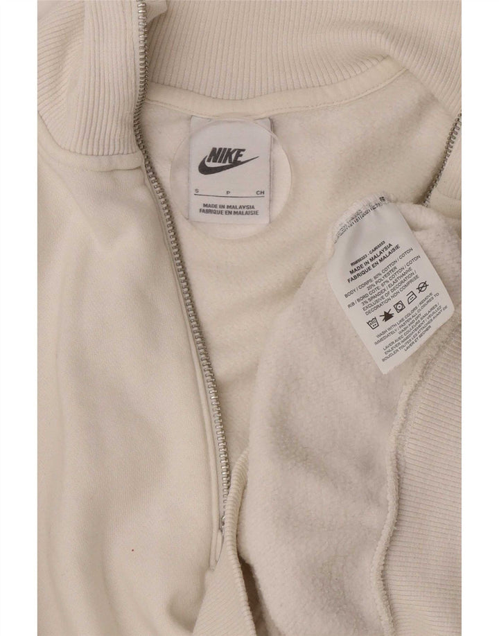 Nike Dame Oversized Crop Zip Neck Sweatshirt Jumper UK 10 Small White