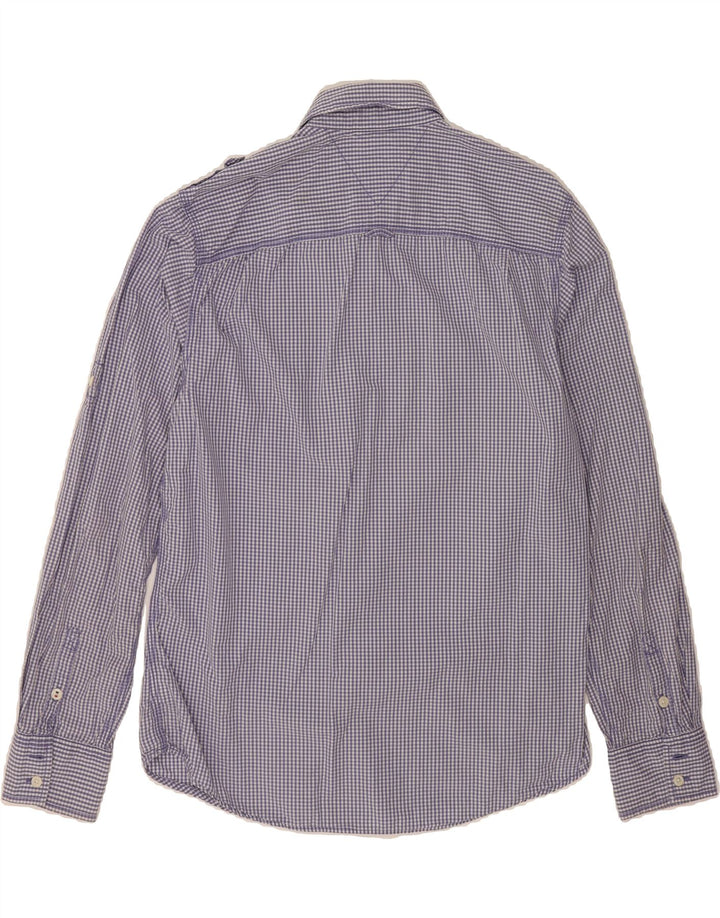 TOMMY HILFIGER Mens Military Shirt Medium Blue Gingham Cotton Vintage Tommy Hilfiger and Second-Hand Tommy Hilfiger from Messina Hembry 