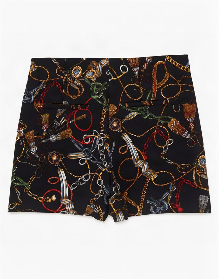 Zara Kvinders abstrakt mønster Casual Shorts Medium W28 Sort Bomuld